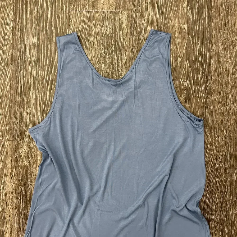 NEW Hanro Blue Modal Silk Nightgown Size M Sleeveless Soft Knit Lounge Dress EUC
